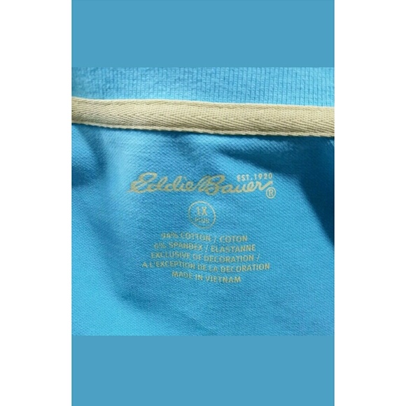 Eddie Bauer plus size 1X blue yellow top - Picture 2 of 8
